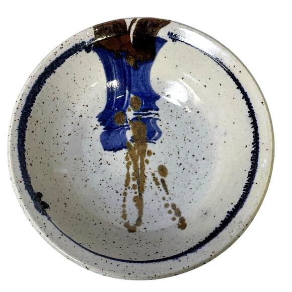 Studio Pottery Artist Mike Grafa Signed Rustic Blue Brown Stunning Serving Bowl - Picture 3 of 8